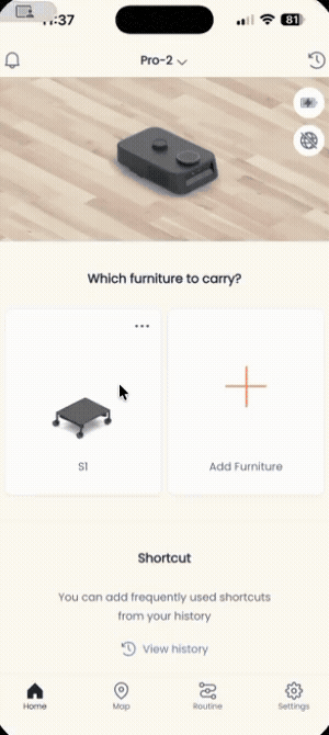 載入與載運家具 App 操作示範（步驟 1）