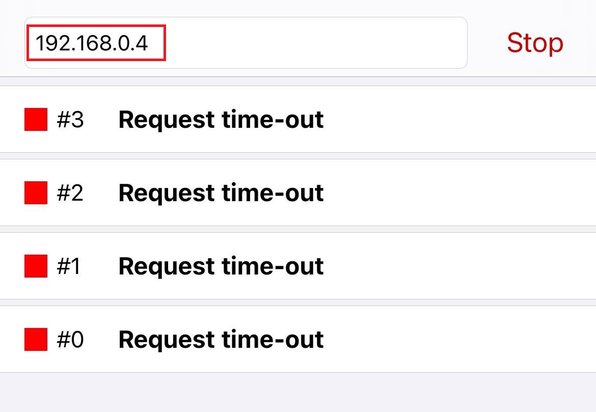 iOS Ping App 輸入 Kachaka IP 位址並顯示測試成功回應的畫面